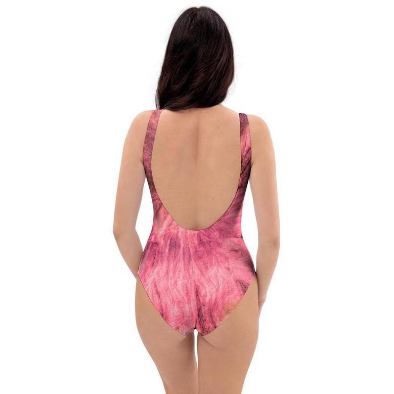 Pink Tie Dye Print One Piece Swimsuite