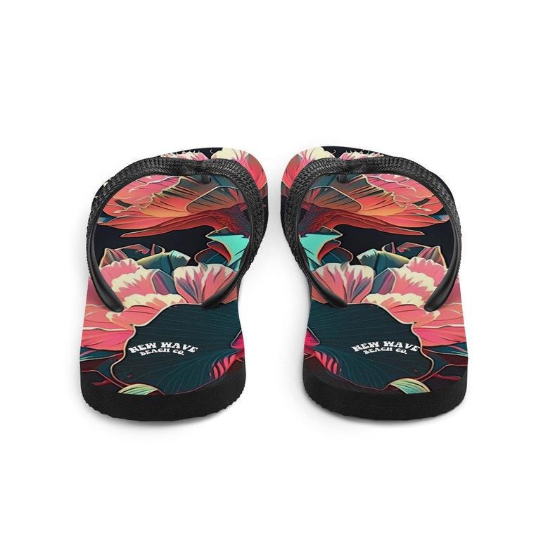 Pink Tropical Flower Flip Flops Colorful