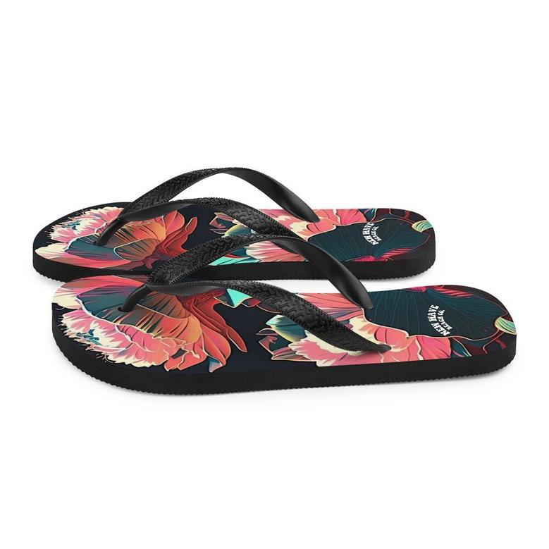 Pink Tropical Flower Flip Flops Colorful