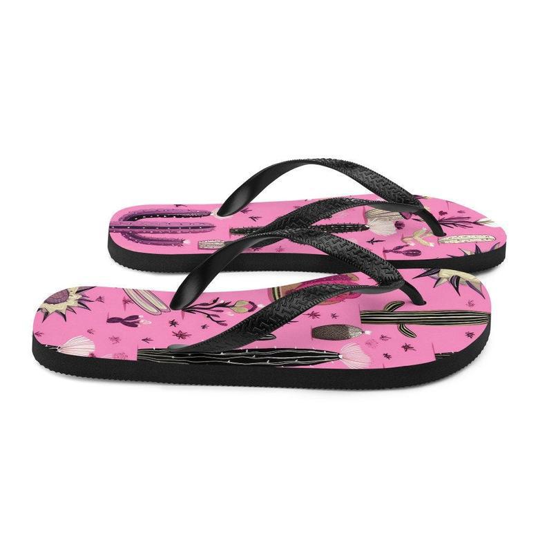 Pretty In Pink Cactus Flip-Flops