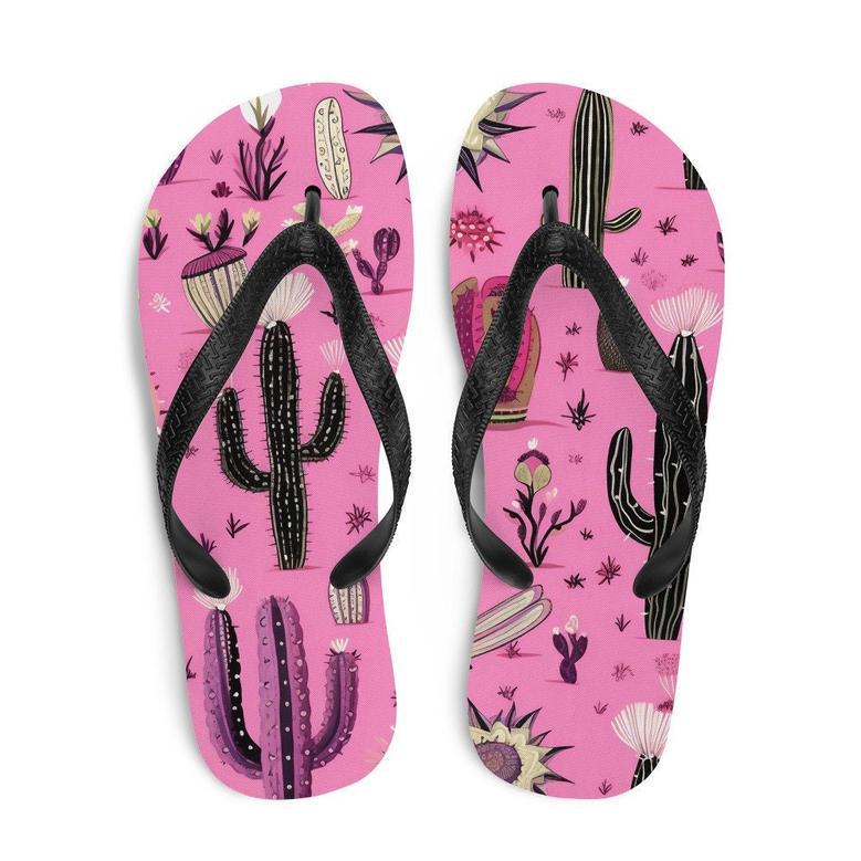 Pretty In Pink Cactus Flip-Flops