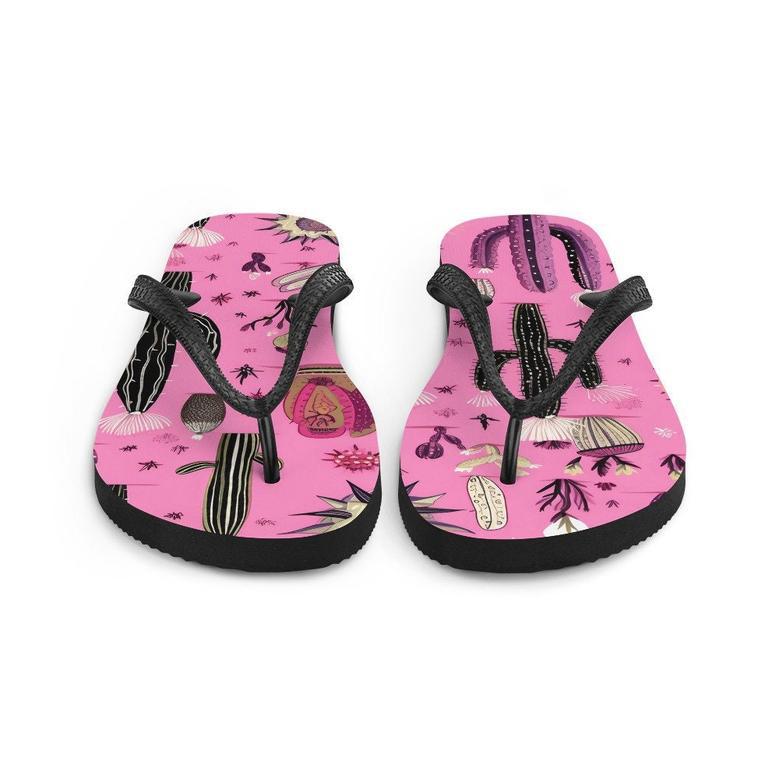 Pretty In Pink Cactus Flip-Flops