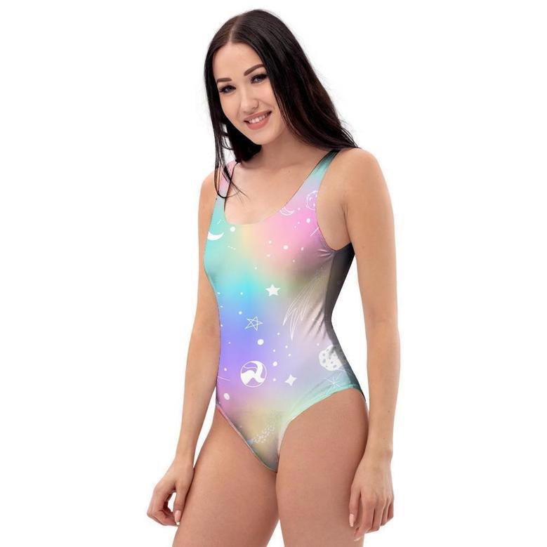 Print Holographic One Piece Swimsuite