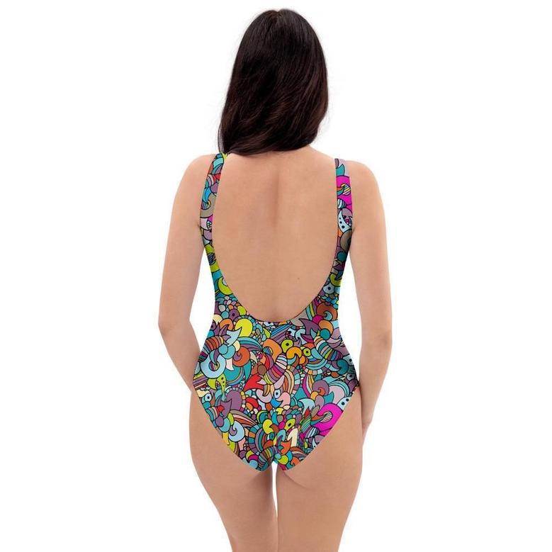 Psychedelic Print One Piece Swimsuite