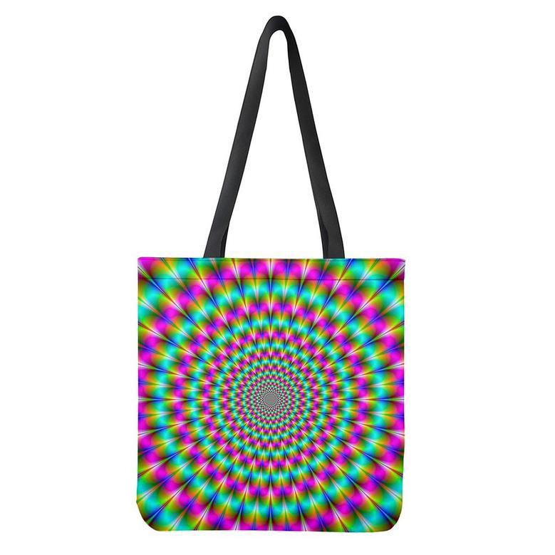 Psychedelic Rave Optical Illusion Tote Bag