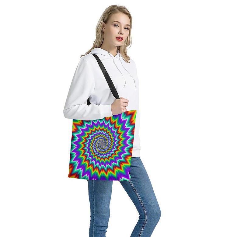 Psychedelic Spiral Optical Illusion Tote Bag