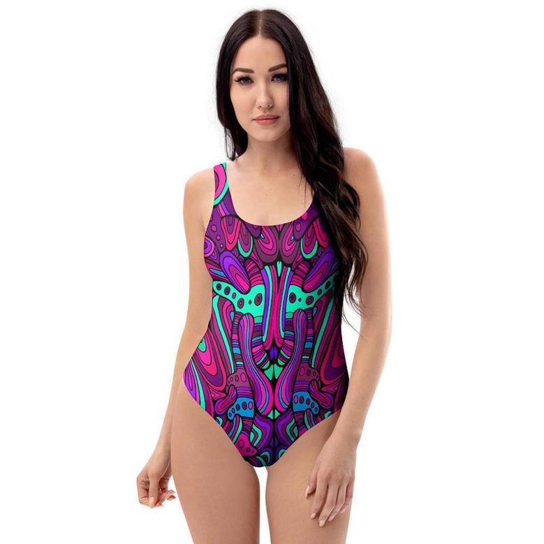 Psychedelic Trippy Doodle One Piece Swimsuite