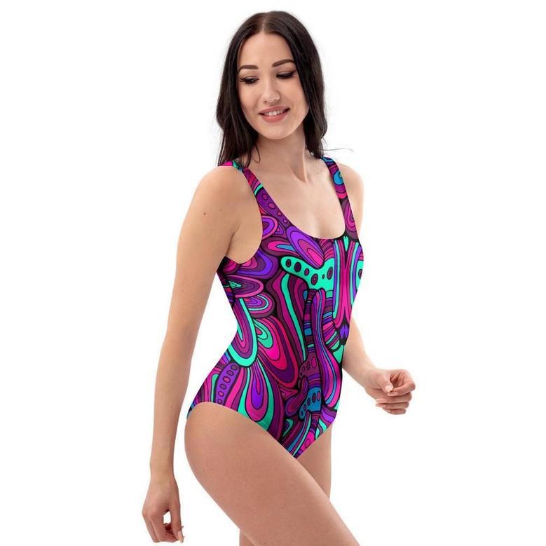 Psychedelic Trippy Doodle One Piece Swimsuite