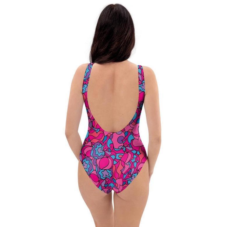 Psychedelic Trippy Hippie Heart One Piece Swimsuite