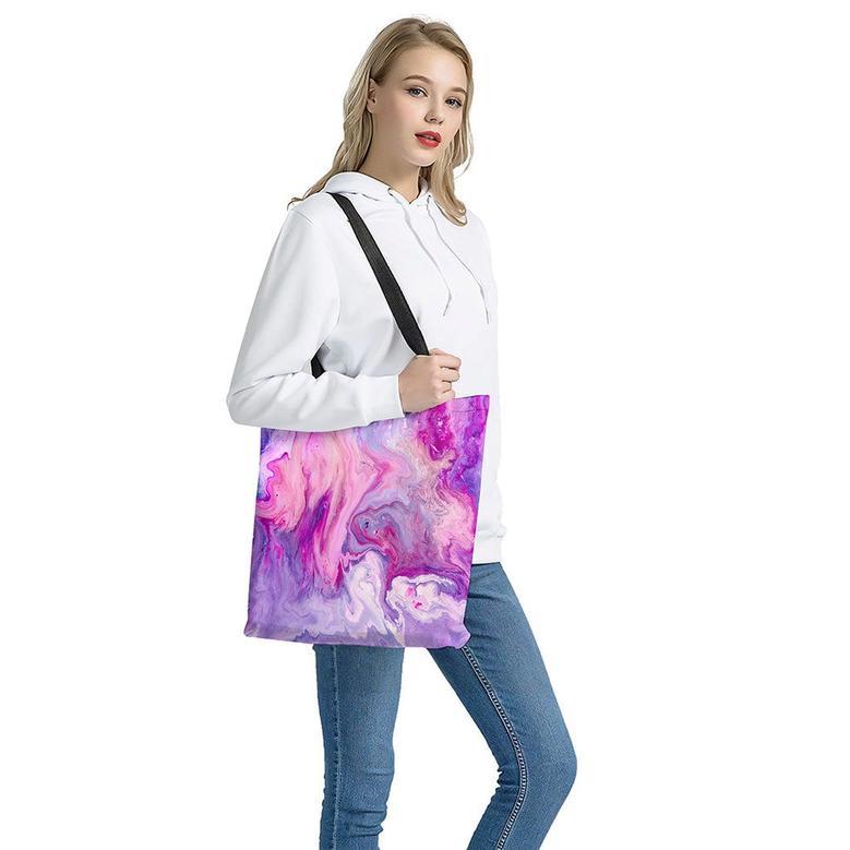 Purple Liquid Marble Print Tote Bag