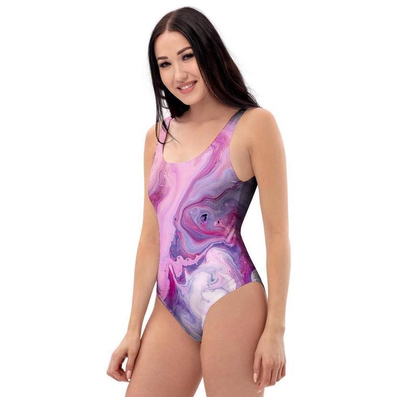 Purple Marble One Piece Swimsuite