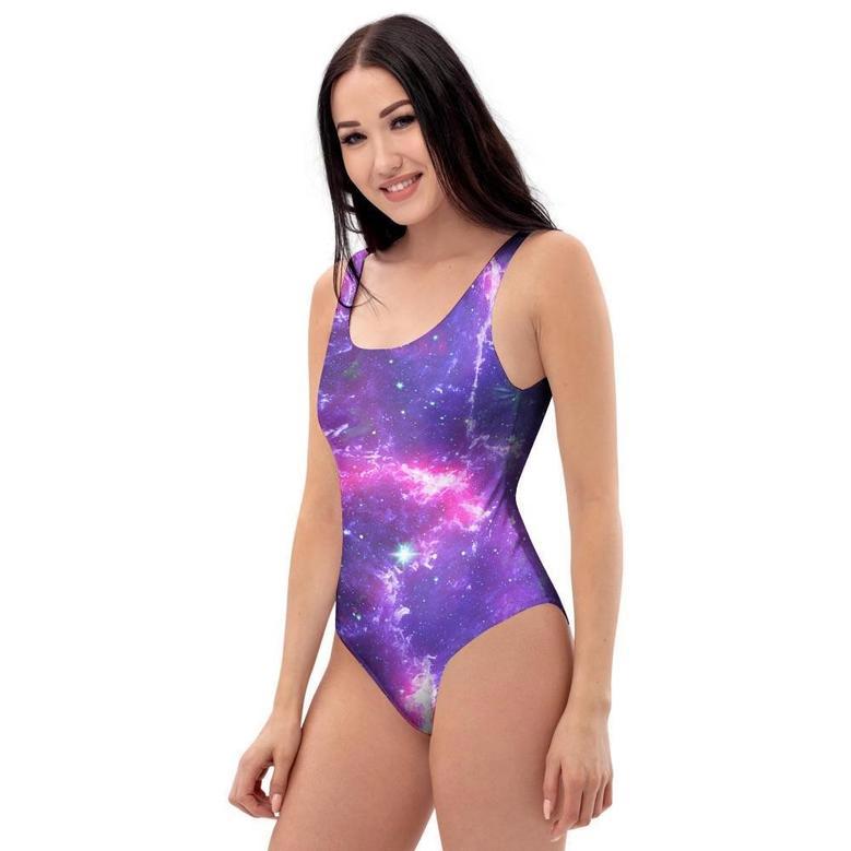 Purple Nebula Galaxy Space One Piece Swimsuite