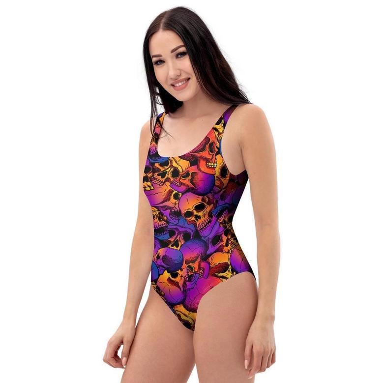 Purple Skull One Piece Swimsuite