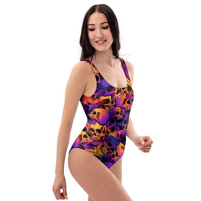 Purple Skull One Piece Swimsuite