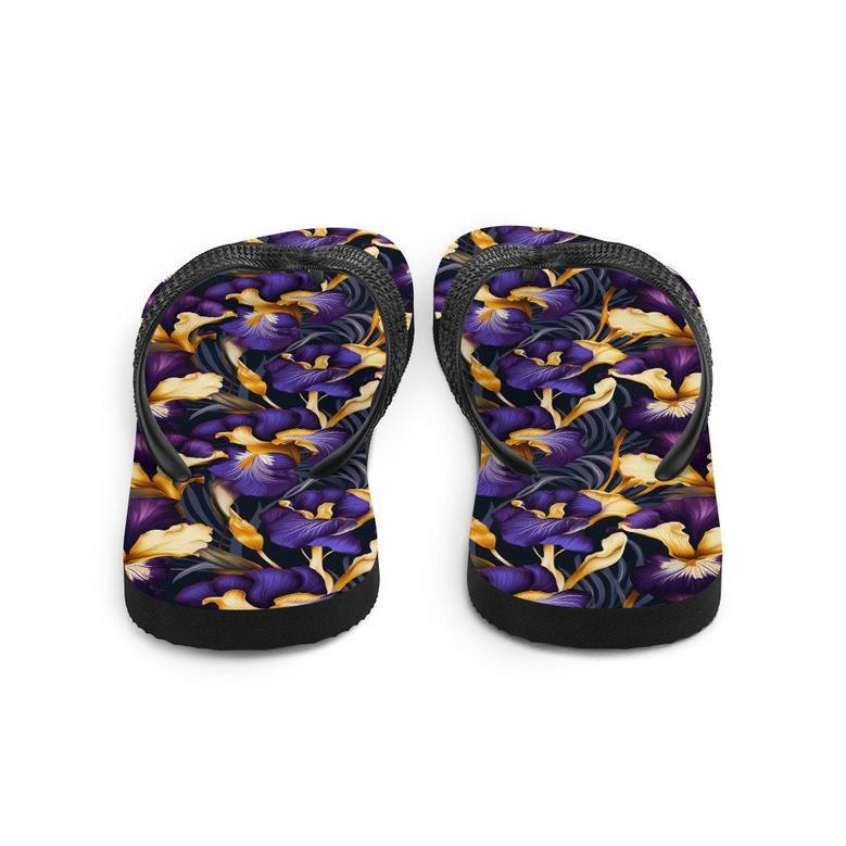 Purple & Yellow Iris Flip Flops