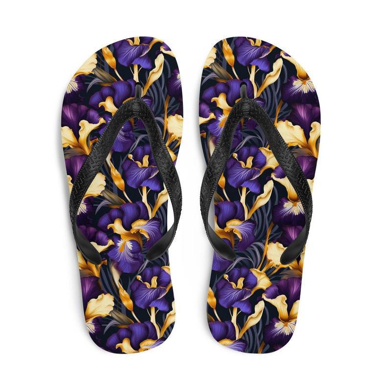 Purple & Yellow Iris Flip Flops