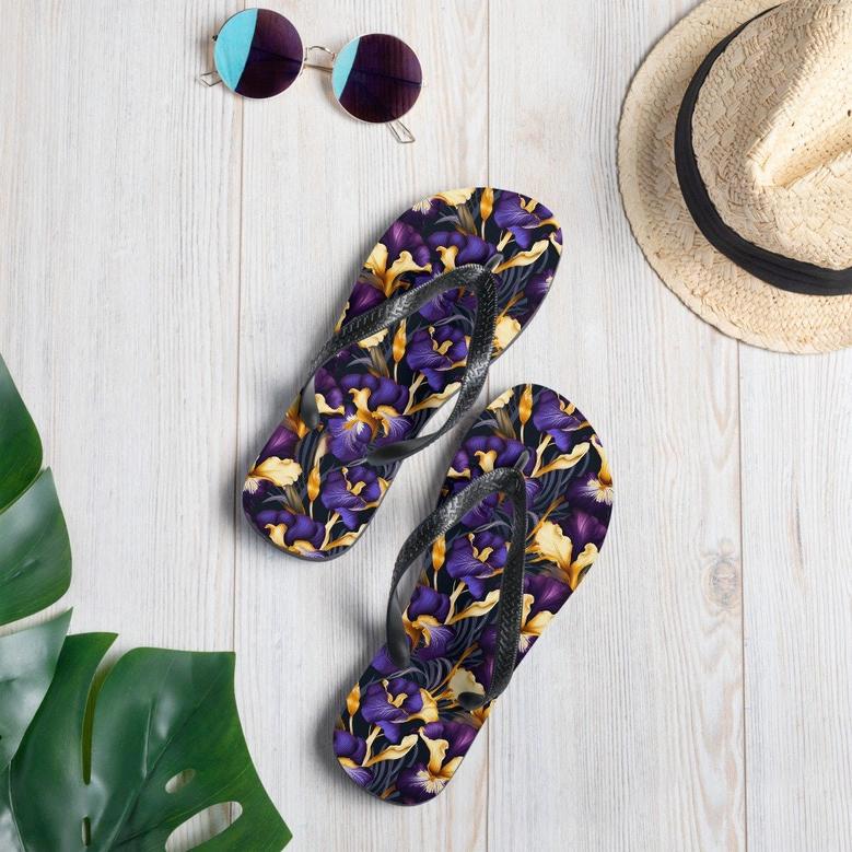 Purple & Yellow Iris Flip Flops