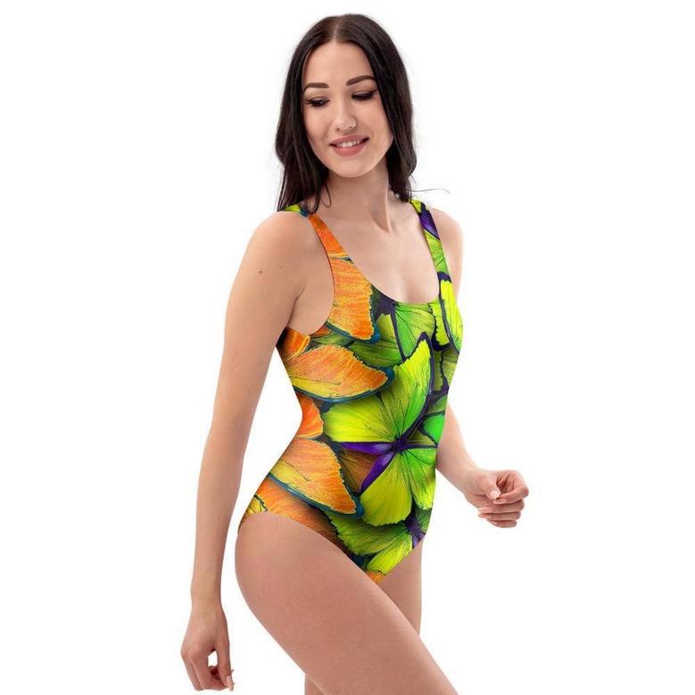 Rainbow Butterfly Print One Piece Swimsuite