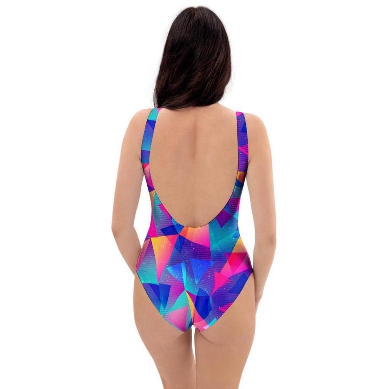 Rainbow Triangle Geometric One Piece Swimsuite