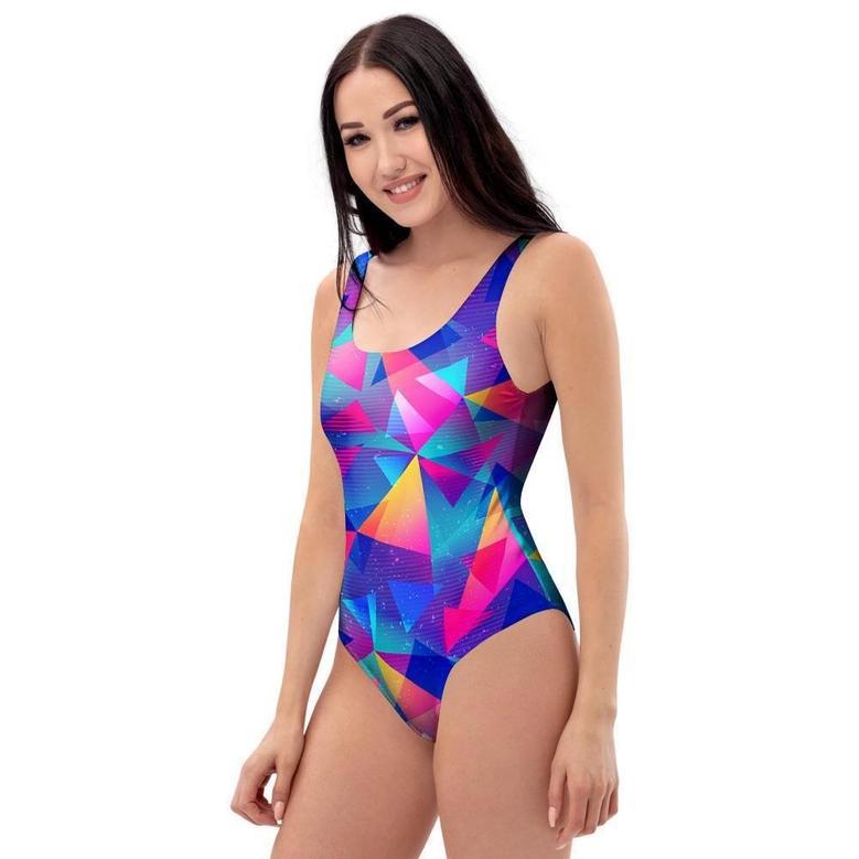 Rainbow Triangle Geometric One Piece Swimsuite