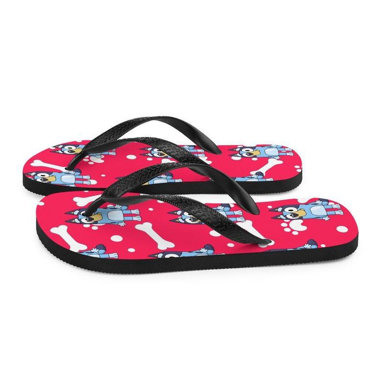 Red Background Blue Dog Flip-Flops