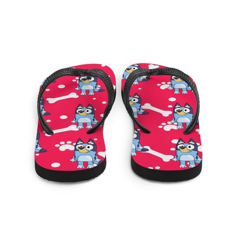 Red Background Blue Dog Flip-Flops