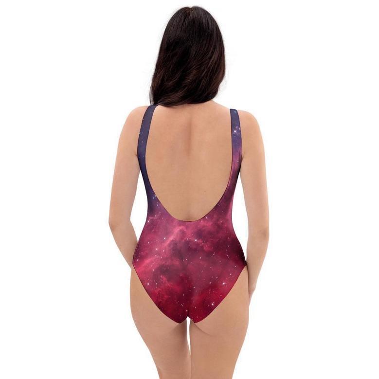 Red Cosmic Galaxy Space One Piece Swimsuite