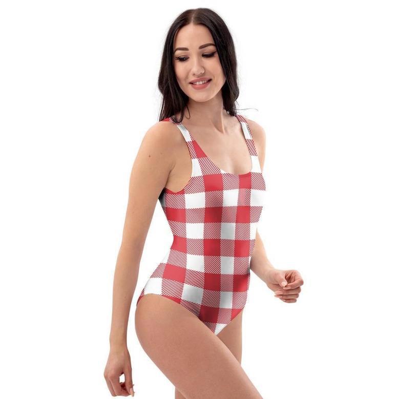 Red Lumberjack One Piece Swimsuite