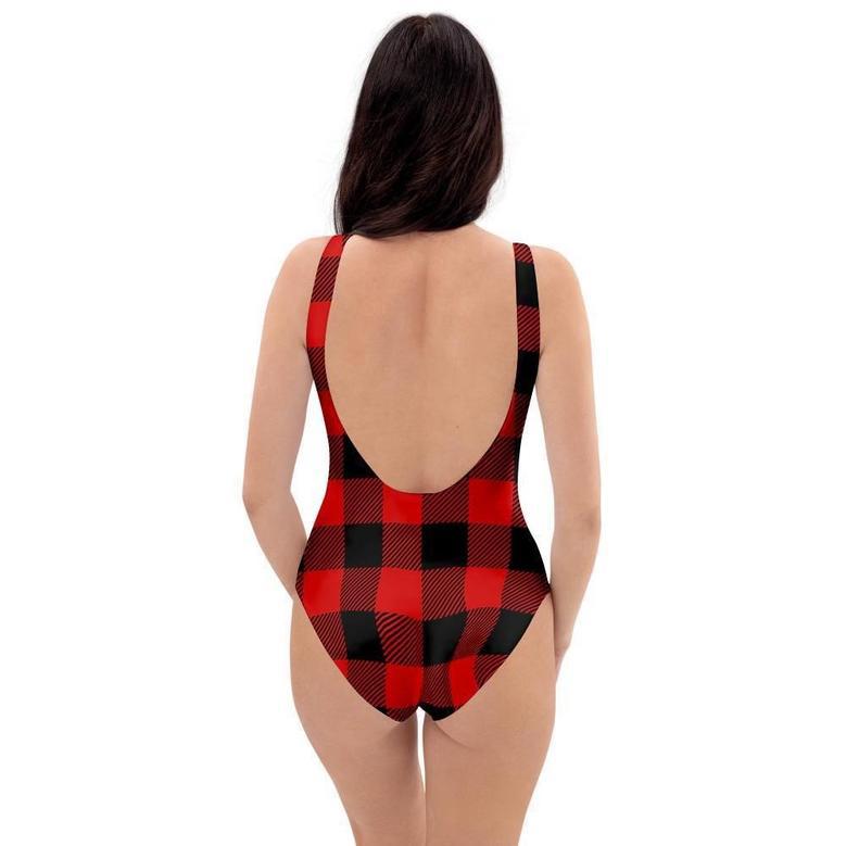 Red Plaid One Piece Swimsuite