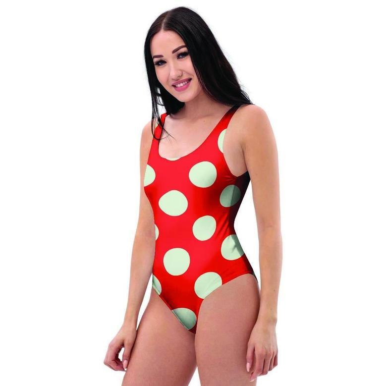 Red Polka Dot One Piece Swimsuite