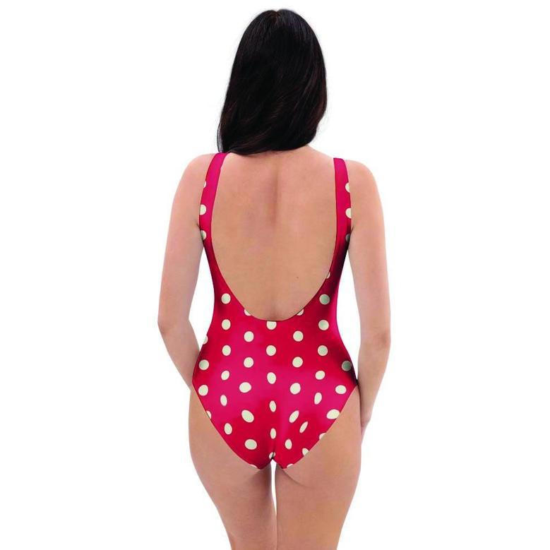 Red Tiny Polka Dot One Piece Swimsuite