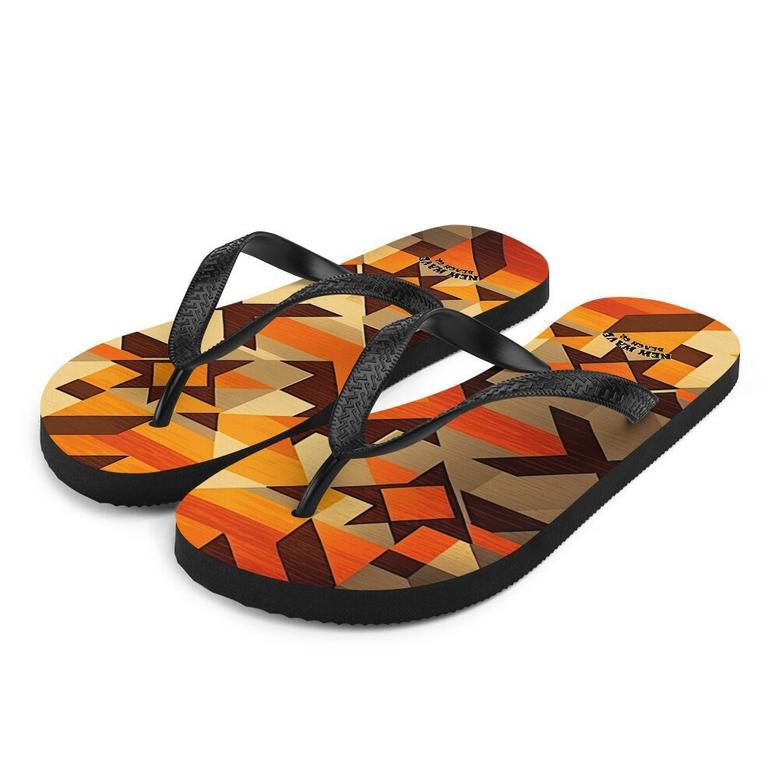 Retro Kilim Yellow Brown Orange Flip Flops Colorful