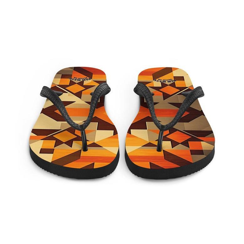 Retro Kilim Yellow Brown Orange Flip Flops Colorful