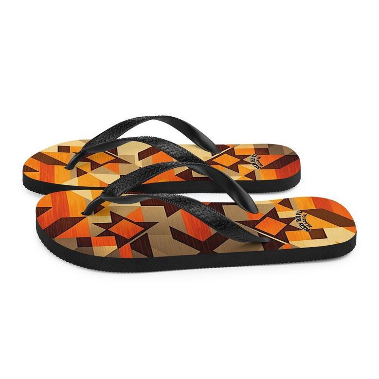 Retro Kilim Yellow Brown Orange Flip Flops Colorful