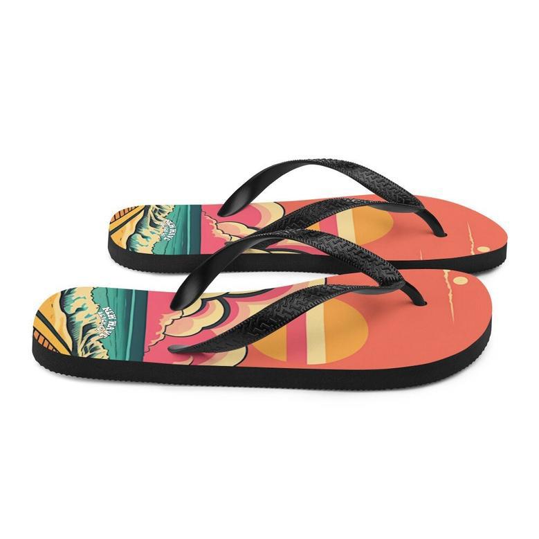 Retro Pink Cartoon Sunshine Beach Flip Flops Colorful