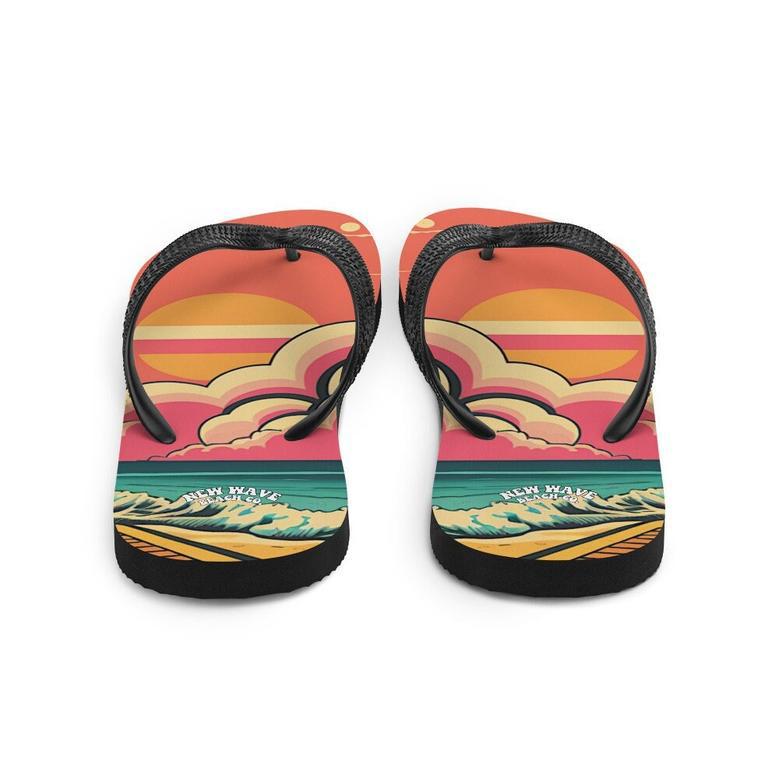 Retro Pink Cartoon Sunshine Beach Flip Flops Colorful