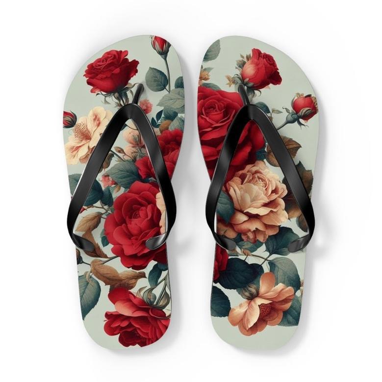 Rose Floral Flip-Flops