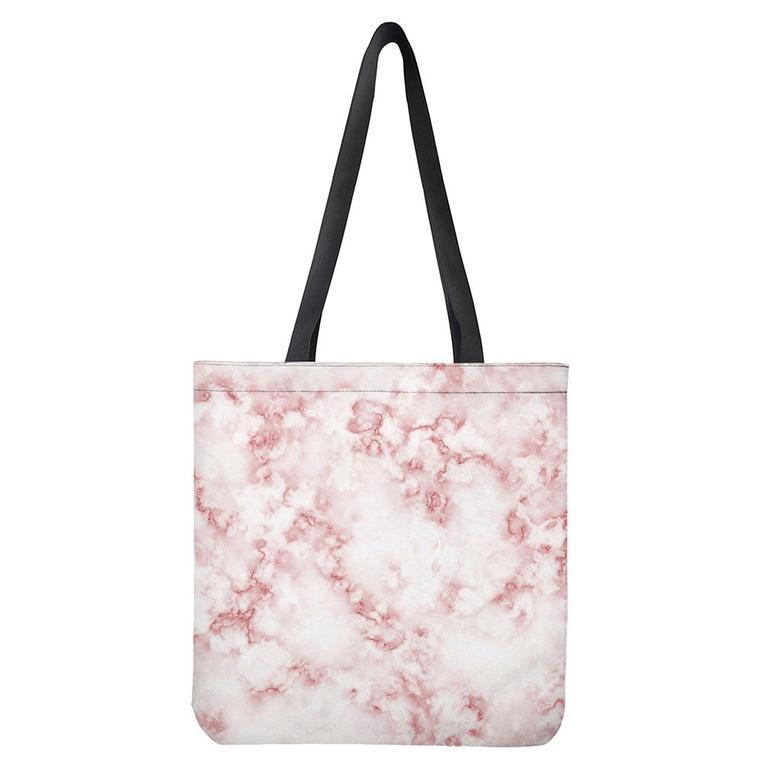 Rose Pink Marble Print Tote Bag