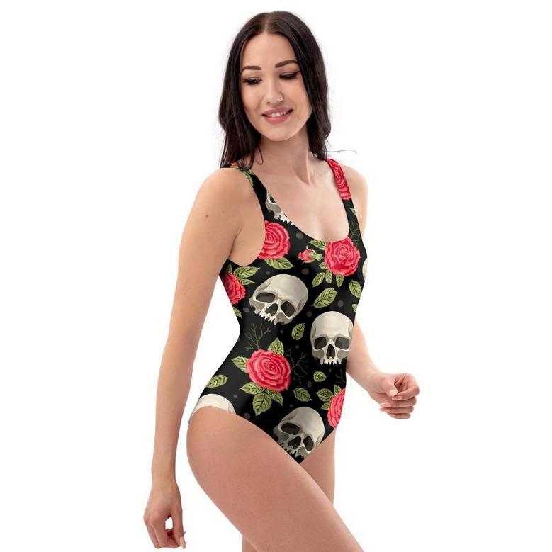 Rose Skull One Piece Swimsuite