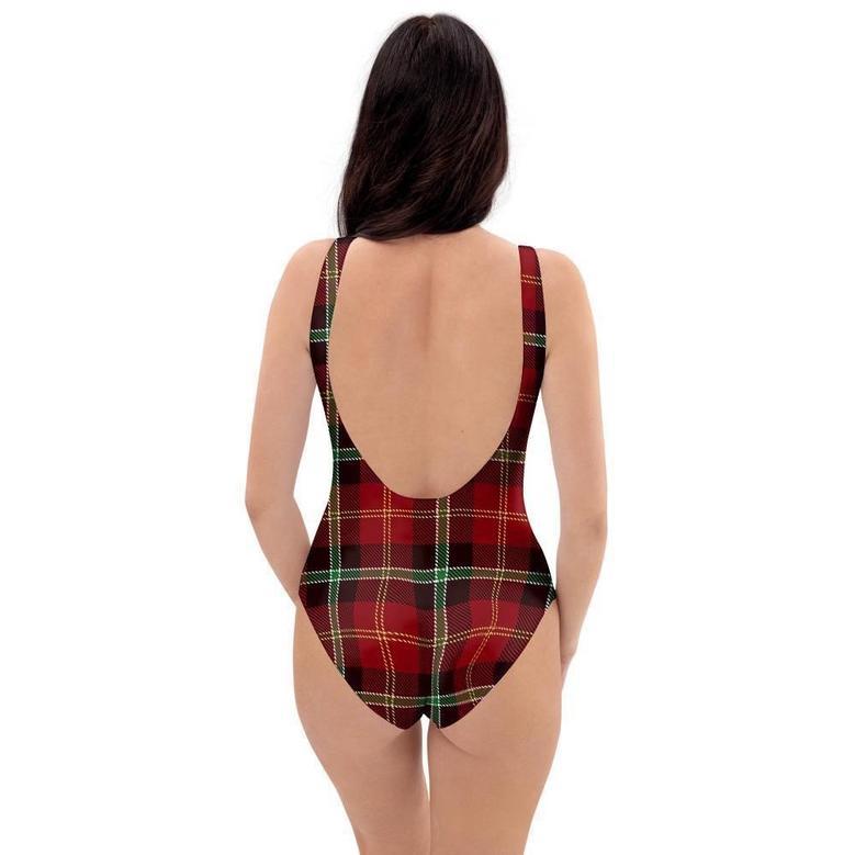 Royal Stewart Red Plaid Tartan One Piece Swimsuite