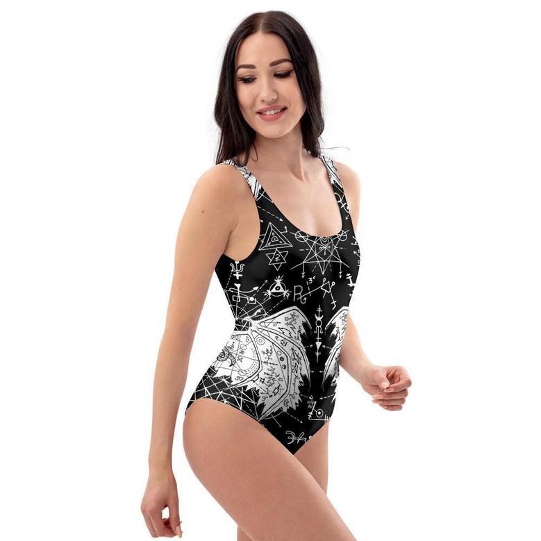 Satanic Demon Gothic Witch One Piece Swimsuite