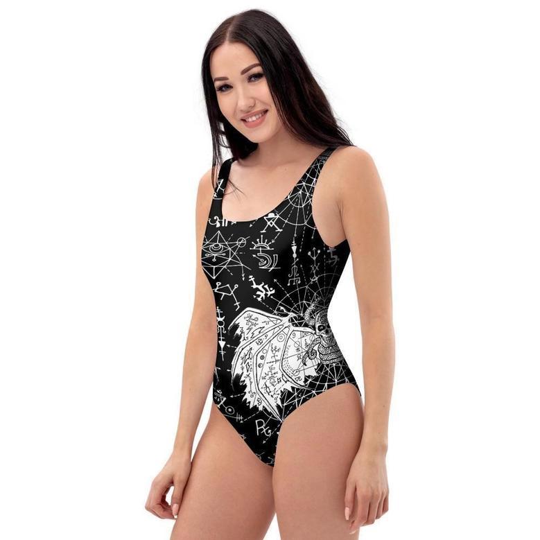 Satanic Demon Gothic Witch One Piece Swimsuite