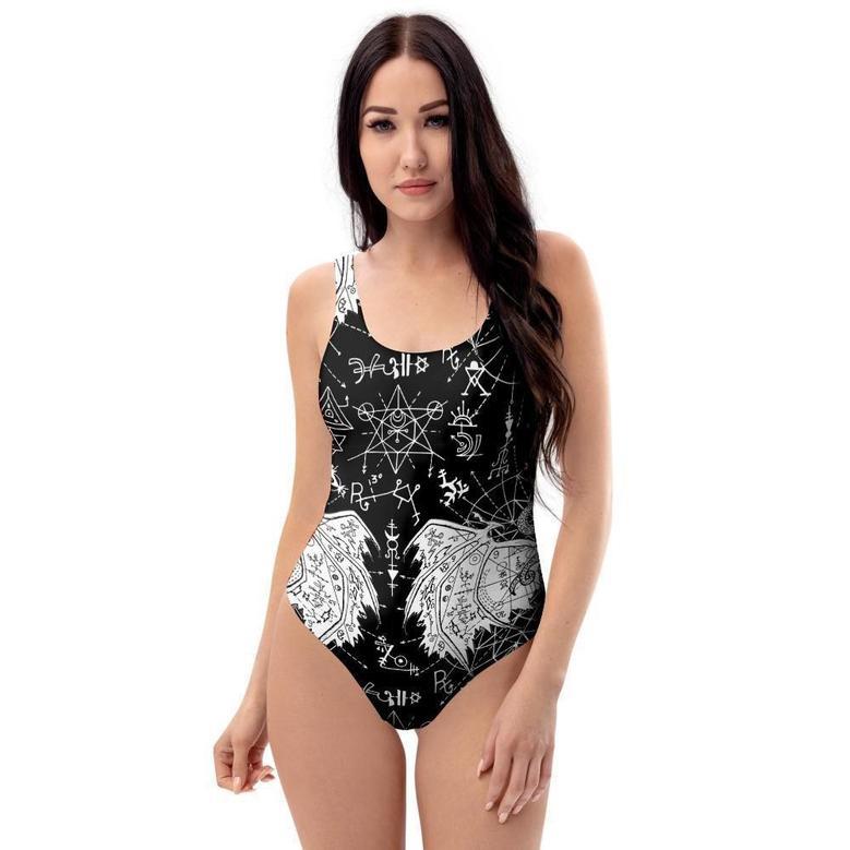 Satanic Demon Gothic Witch One Piece Swimsuite