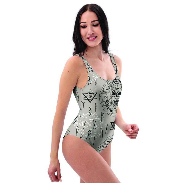 Satanic Devil Gothic Witch One Piece Swimsuite