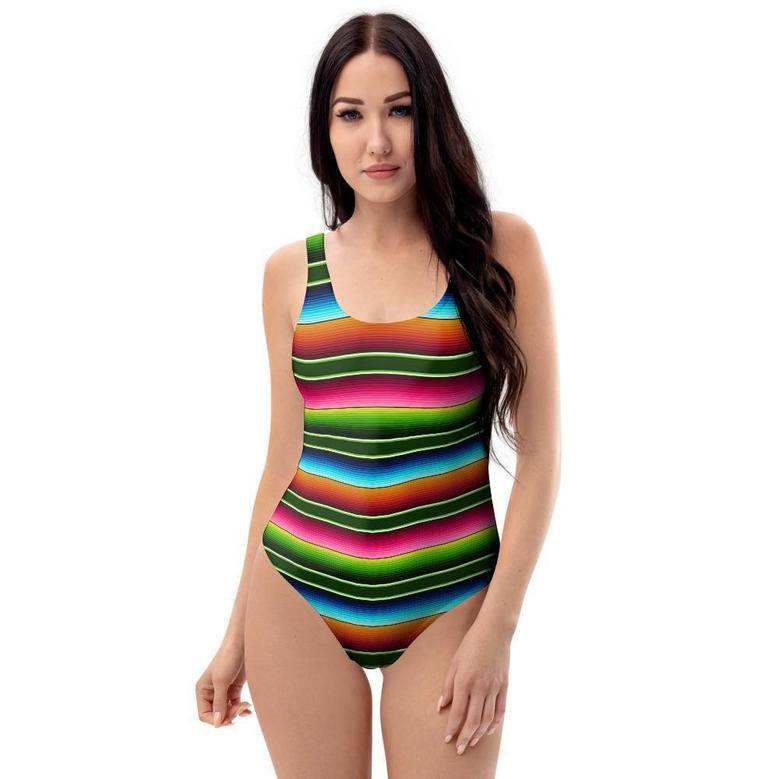 Serape Baja Mexican One Piece Swimsuite