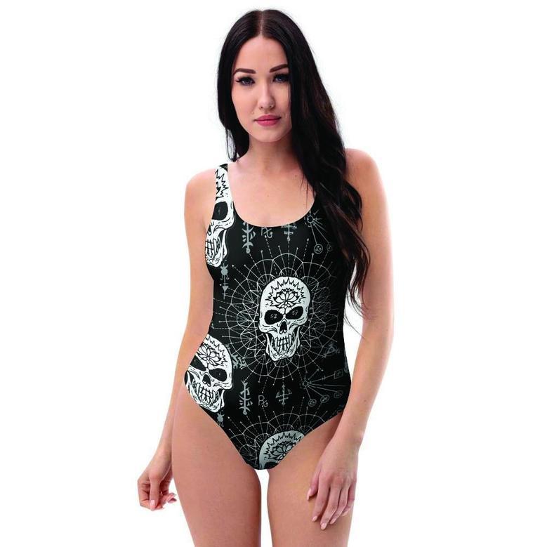 Skull Gothic Witch One Piece Swimsuite