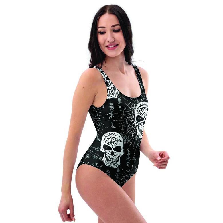 Skull Gothic Witch One Piece Swimsuite