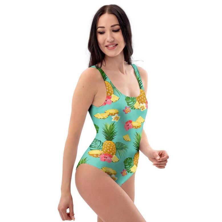 Slice Tropical Pineapple Print One Piece Swimsuite