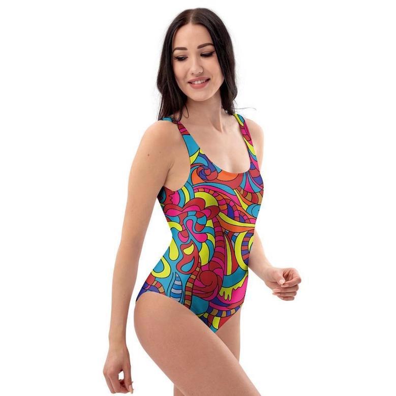 Stained Glass Psychedelic Trippy One Piece Swimsuite