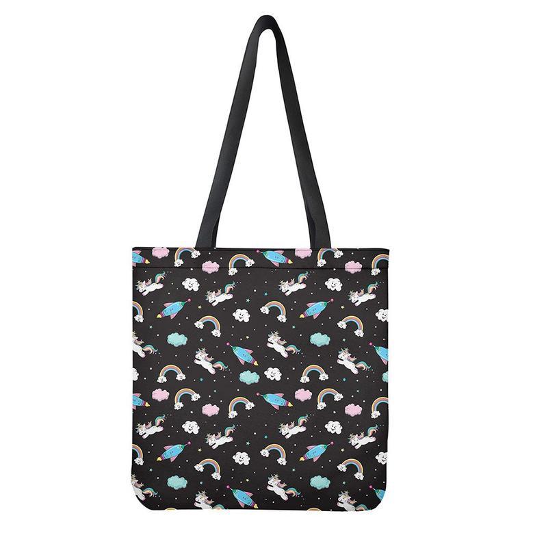 Star Space Unicorn Pattern Print Tote Bag